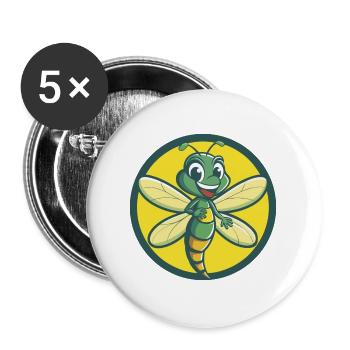 Libelle Niedliche Kawaii Cartoon Clipart Haustier Tier - Buttons groß 56 mm (5er Pack) - Weiß - Vorne