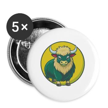 Yak Cute Kawaii Cartoon Clipart Pet Animal - Buttons large 2.2''/56 mm (5-pack) - white - Front
