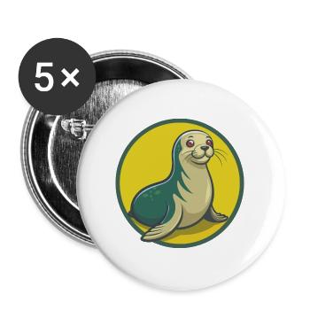 Siegel Niedliche Kawaii Cartoon Clipart Haustier Tier - Buttons groß 56 mm (5er Pack) - Weiß - Vorne