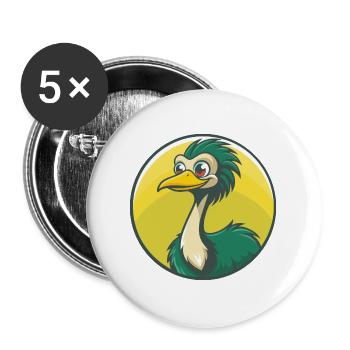 Emu mignon Kawaii dessin animé Clipart Animal de compagnie - Lot de 5 grands badges (56 mm) - blanc - Devant