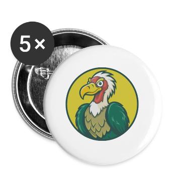 Geier Niedlich Kawaii Cartoon Clipart Haustier Tier - Buttons groß 56 mm (5er Pack) - Weiß - Vorne