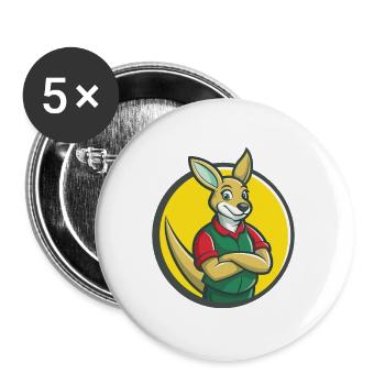 Kangaroo Cute Kawaii Cartoon Clipart Pet Animal - Buttons large 2.2''/56 mm (5-pack) - white - Front