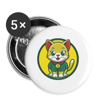 Kitten Cute Kawaii Cartoon Clipart Pet Animal - Buttons large 2.2''/56 mm (5-pack) - white - Front