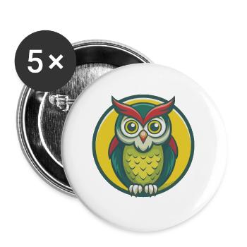 Owl Cute Kawaii Cartoon Clipart Pet Animal - Buttons large 2.2''/56 mm (5-pack) - white - Front