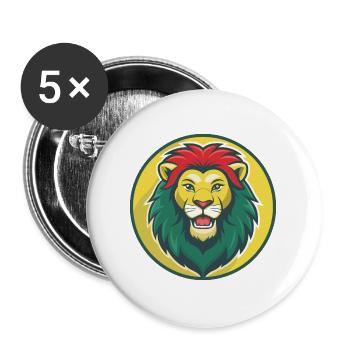 Lion mignon Kawaii dessin animé Clipart Animal de compagnie - Lot de 5 grands badges (56 mm) - blanc - Devant