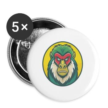 Mandrill Cute Kawaii Cartoon Clipart Pet Animal - Buttons large 2.2''/56 mm (5-pack) - white - Front