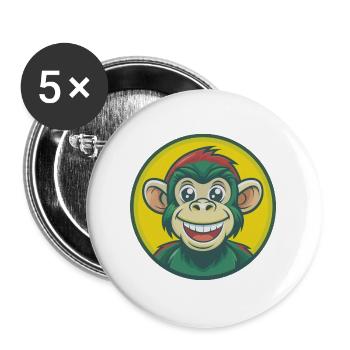 Monkey Cute Kawaii Cartoon Clipart Pet Animal - Buttons large 2.2''/56 mm (5-pack) - white - Front