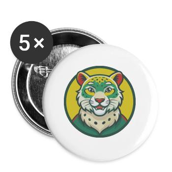 léopard des neiges mignon kawaii dessin animé clipart animal - Lot de 5 grands badges (56 mm) - blanc - Devant