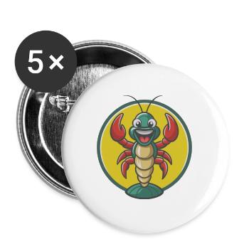 homard mignon kawaii dessin animé clipart animal de compagnie - Lot de 5 grands badges (56 mm) - blanc - Devant