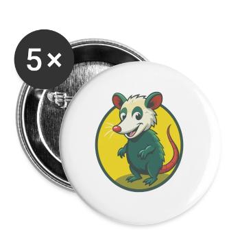 Opossum Mignon Kawaii Dessin animé Clipart Animal de compagnie - Lot de 5 grands badges (56 mm) - blanc - Devant