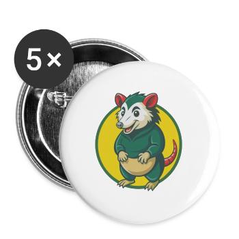 Possum Niedliche Kawaii Cartoon Clipart Haustier Tier - Buttons groß 56 mm (5er Pack) - Weiß - Vorne