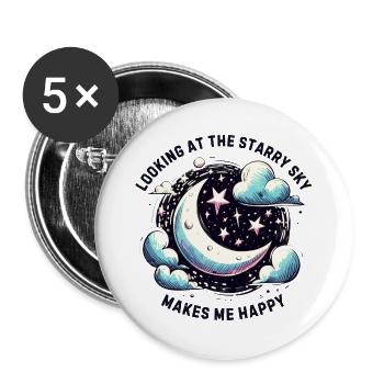 Le ciel étoilé me rend heureux - Lot de 5 grands badges (56 mm) - blanc - Devant