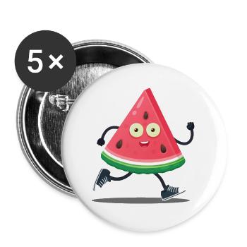 Wassermelone Sport Karikatur - Buttons groß 56 mm (5er Pack) - Weiß - Vorne