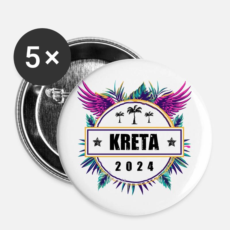 Kreta 2024 Team - Buttons groß 56 mm (5er Pack) - Weiß