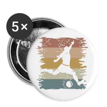 joueur de football rétro équipe de football vintage - Lot de 5 grands badges (56 mm) - blanc - Devant
