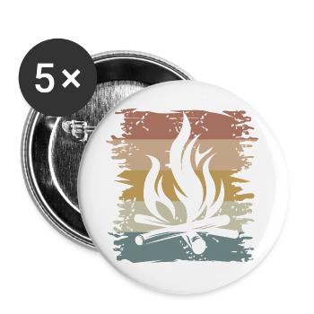 retro campfire survival outdoor bushcraft icon - Buttons large 2.2''/56 mm (5-pack) - white - Front