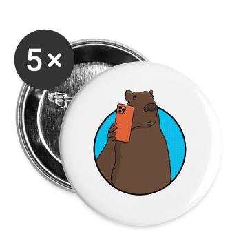 Capybara Social-Media-Influencer - Buttons groß 56 mm (5er Pack) - Weiß - Vorne