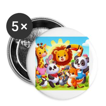 Tier Familie - Buttons groß 56 mm (5er Pack) - Weiß - Vorne