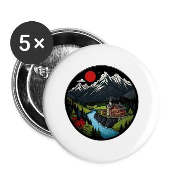 Montagnes suisses - Lot de 5 grands badges (56 mm) - blanc - Devant