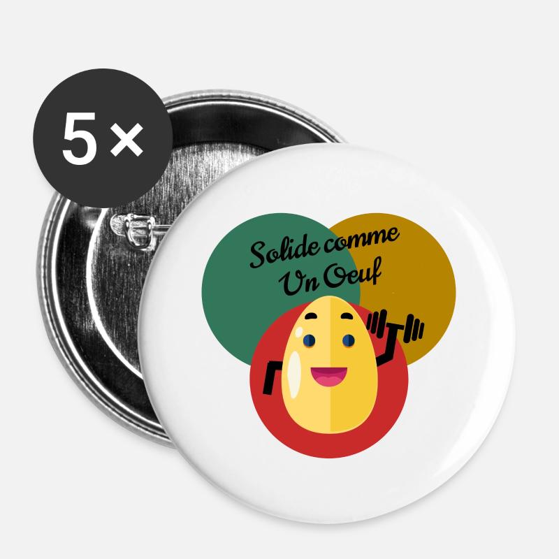 Fest wie ein Ei - Buttons groß 56 mm (5er Pack) - Weiß