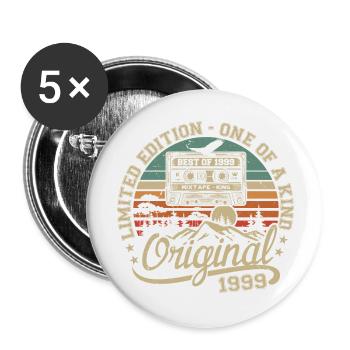 Vintage 1999 Geburtstagsgeschenk 1999 Retro 1999 - Buttons groß 56 mm (5er Pack) - Weiß - Vorne