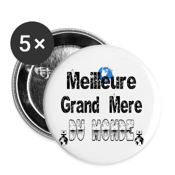 Meilleure Grand Mère du Monde - Lot de 5 grands badges (56 mm) - blanc - Devant