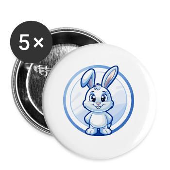 Lapin Bleu Kawaii Dessin Animé Personnage Clipart Animal de compagnie - Lot de 5 grands badges (56 mm) - blanc - Devant
