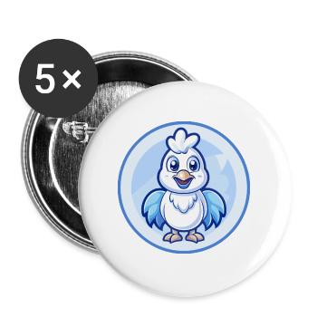 Huhn Blau Kawaii Cartoon Figur Clipart Haustier - Buttons groß 56 mm (5er Pack) - Weiß - Vorne