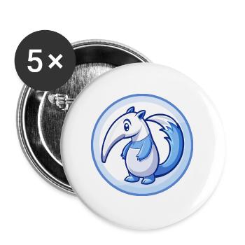 Ameisenbär Blau Kawaii Cartoon Figur Clipart Haustier - Buttons groß 56 mm (5er Pack) - Weiß - Vorne
