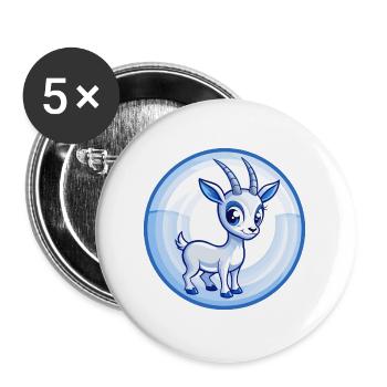 Antilope Blau Kawaii Cartoon Charakter Clipart Haustier - Buttons groß 56 mm (5er Pack) - Weiß - Vorne
