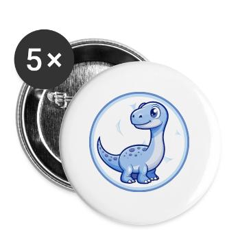 Dinosaurier Blau Kawaii Cartoon Figur Clipart Haustier - Buttons groß 56 mm (5er Pack) - Weiß - Vorne