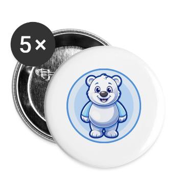 ours bleu kawaii dessin animé personnage clipart animal de compagnie - Lot de 5 grands badges (56 mm) - blanc - Devant