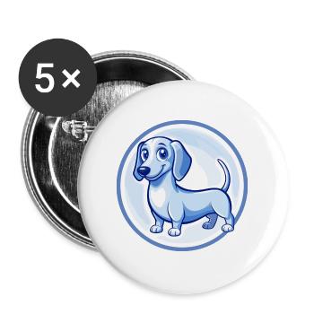 Dachshund Dog Blue Cute Kawaii Cartoon Clipart Pet - Buttons large 2.2''/56 mm (5-pack) - white - Front