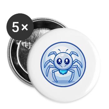 araignée bleu kawaii dessin animé personnage clipart animal de compagnie - Lot de 5 grands badges (56 mm) - blanc - Devant