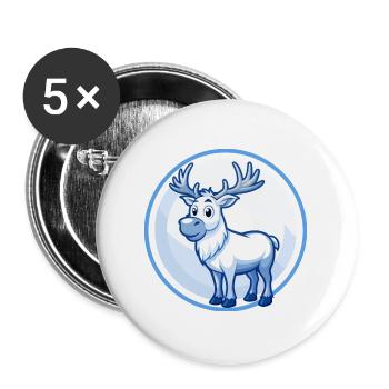 Elch Blau Niedlich Kawaii Cartoon Figur Clipart Haustier - Buttons groß 56 mm (5er Pack) - Weiß - Vorne