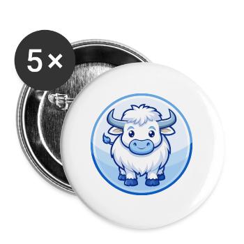 Yak Blue Cute Kawaii Cartoon Character Clipart Pet - Buttons large 2.2''/56 mm (5-pack) - white - Front