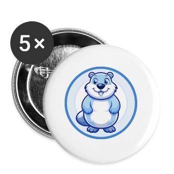 Groundhog Blue Kawaii Cartoon Character Clipart - Buttons large 2.2''/56 mm (5-pack) - white - Front