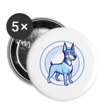 German Pinscher Dog Blue Kawaii Cartoon Character - Buttons large 2.2''/56 mm (5-pack) - white - Front