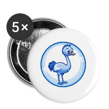 Emu Bleu Mignon Kawaii Dessin Animé Personnage Clipart Animal de compagnie - Lot de 5 grands badges (56 mm) - blanc - Devant