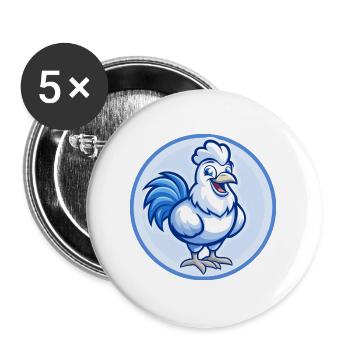 Hahn Blau Kawaii Cartoon Figur Clipart Haustier - Buttons groß 56 mm (5er Pack) - Weiß - Vorne