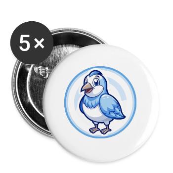 perdrix bleu kawaii personnage de dessin animé clipart - Lot de 5 grands badges (56 mm) - blanc - Devant
