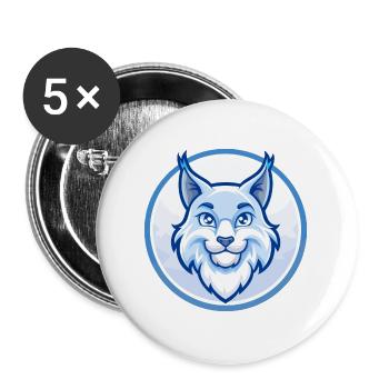 Luchs Blau Kawaii Cartoon Figur Clipart Haustier - Buttons groß 56 mm (5er Pack) - Weiß - Vorne