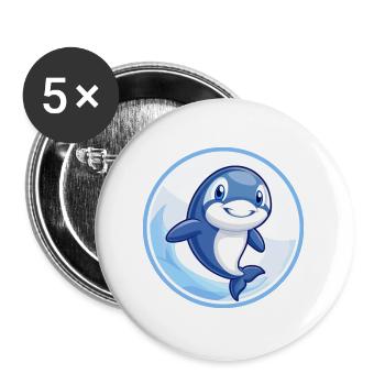 Orca Blue Kawaii Cartoon Character Clipart Pet - Buttons large 2.2''/56 mm (5-pack) - white - Front