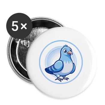 Taube Blau Kawaii Cartoon Charakter Clipart Haustier - Buttons groß 56 mm (5er Pack) - Weiß - Vorne
