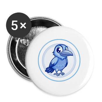 Rabe Blau Kawaii Cartoon Figur Clipart Haustier - Buttons groß 56 mm (5er Pack) - Weiß - Vorne