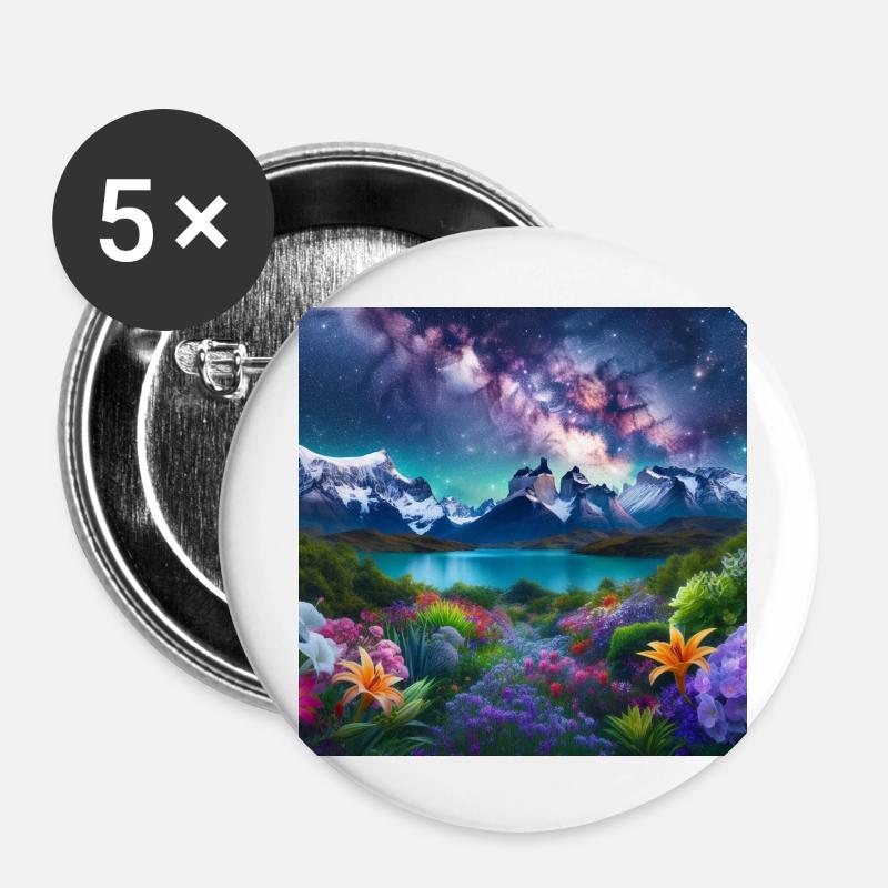 Starry Night on Alpine Garden N°3 - Buttons large 2.2''/56 mm (5-pack) - white