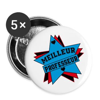 MEILLEUR PROFESSEUR - Lot de 5 grands badges (56 mm) - blanc - Devant