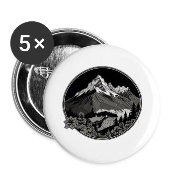 Schweizer Berge - Buttons groß 56 mm (5er Pack) - Weiß - Vorne