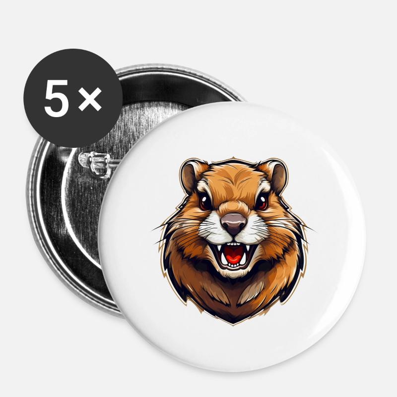 Wild angry animal pugnacious combative gopher - Buttons large 2.2''/56 mm (5-pack) - white