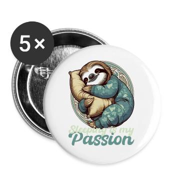 Cadeau de la passion endormie de la paresse - Lot de 5 grands badges (56 mm) - blanc - Devant